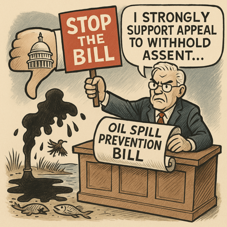 I strongly support Ms Janki’s appeal to withhold assent to oil spill prevention bill