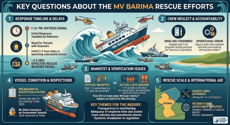 Questions about the rescue efforts for MV Barima