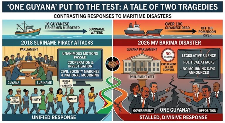 ‘One Guyana’ put to the test as Parliament yet to meet on MV Barima tragedy