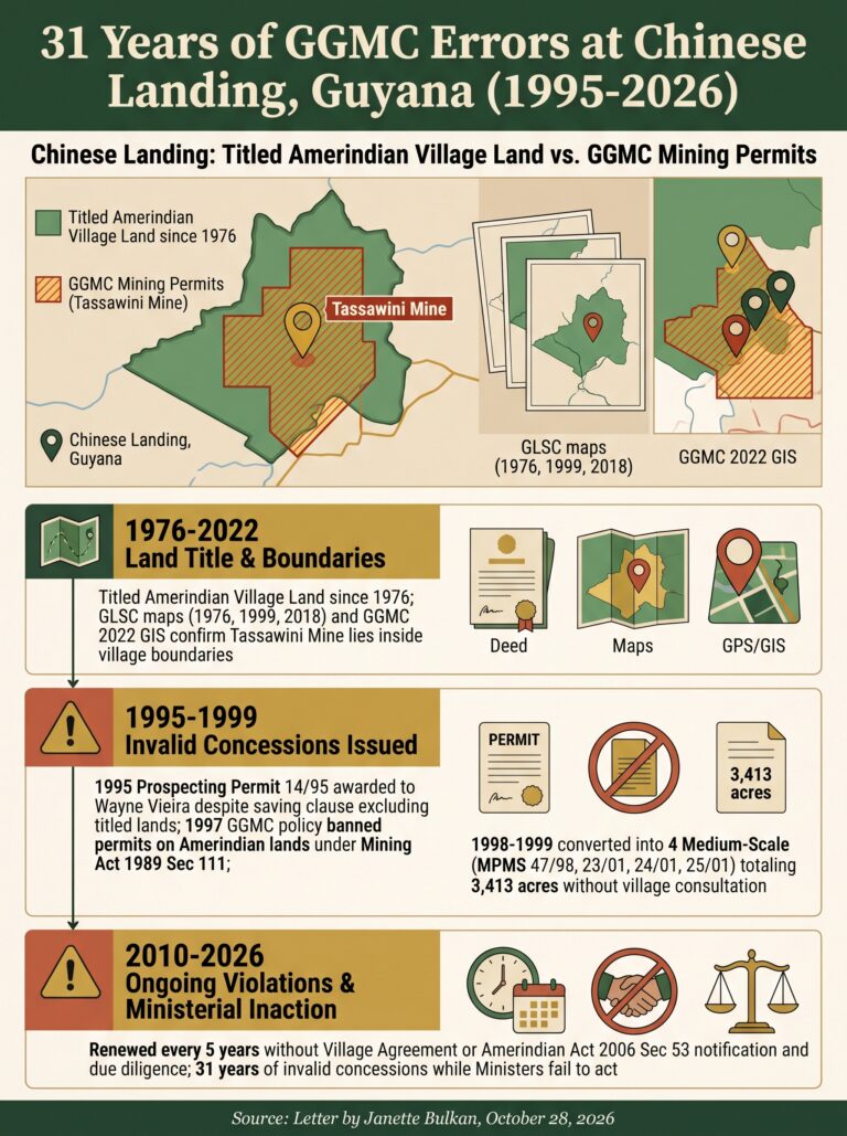 Ministers of gov’t have done nothing about persistent errors by GGMC in relation to mining at Chinese Landing